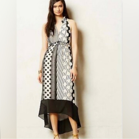 Anthropologie MAEVE high to low black and white dress (Size 4) 🖤👗🤍 NWOT - Picture 2 of 16